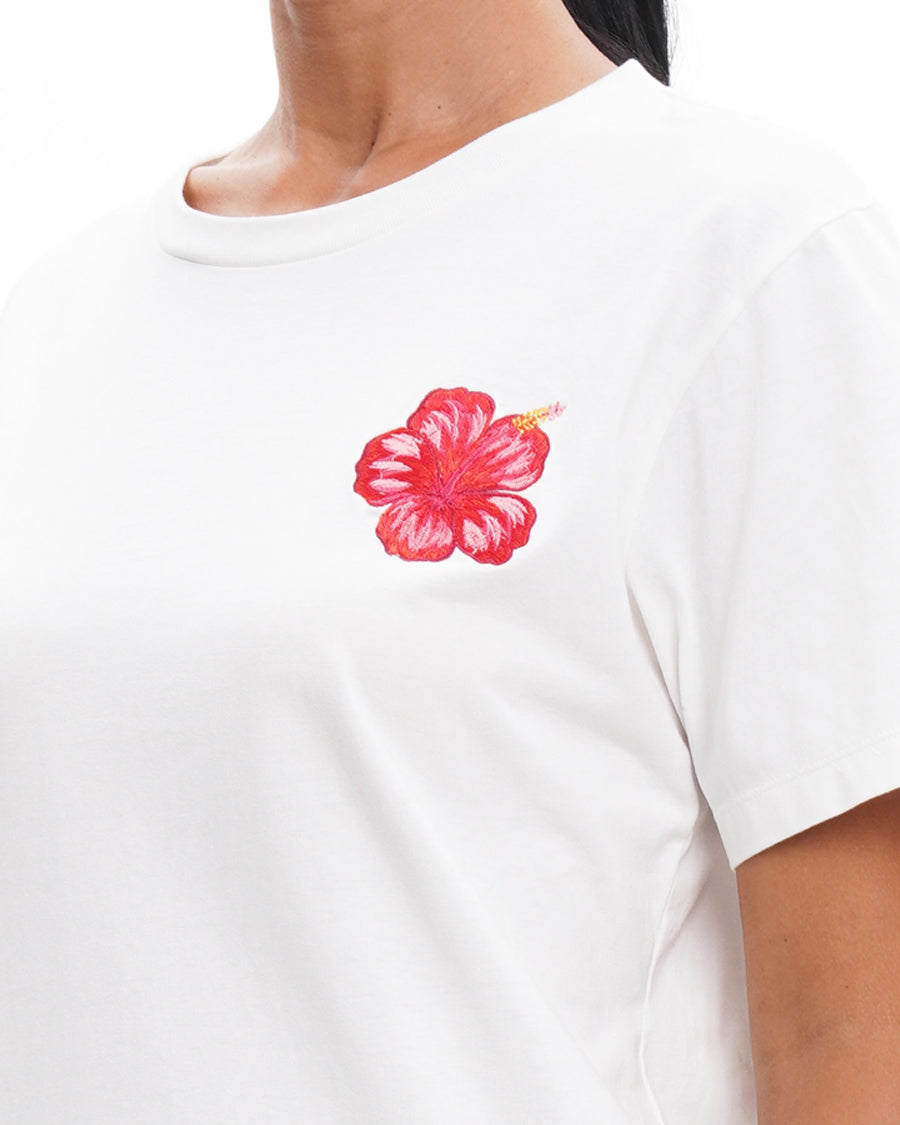 Isla T-Shirt Hibiscus on White