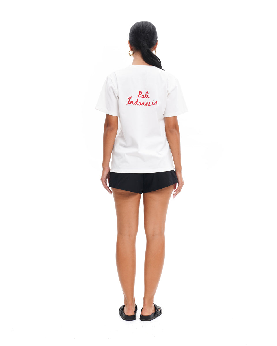 Isla T-Shirt Hibiscus on White